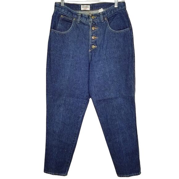 Vintage Essentials Sport Exposed Button Fly High Rise Mom Curvy jeans USA sze 30 - Picture 1 of 8